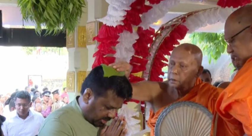 President Dissanayake Marks New Year with Oil Anointing, Visits Buddhist Prelates
