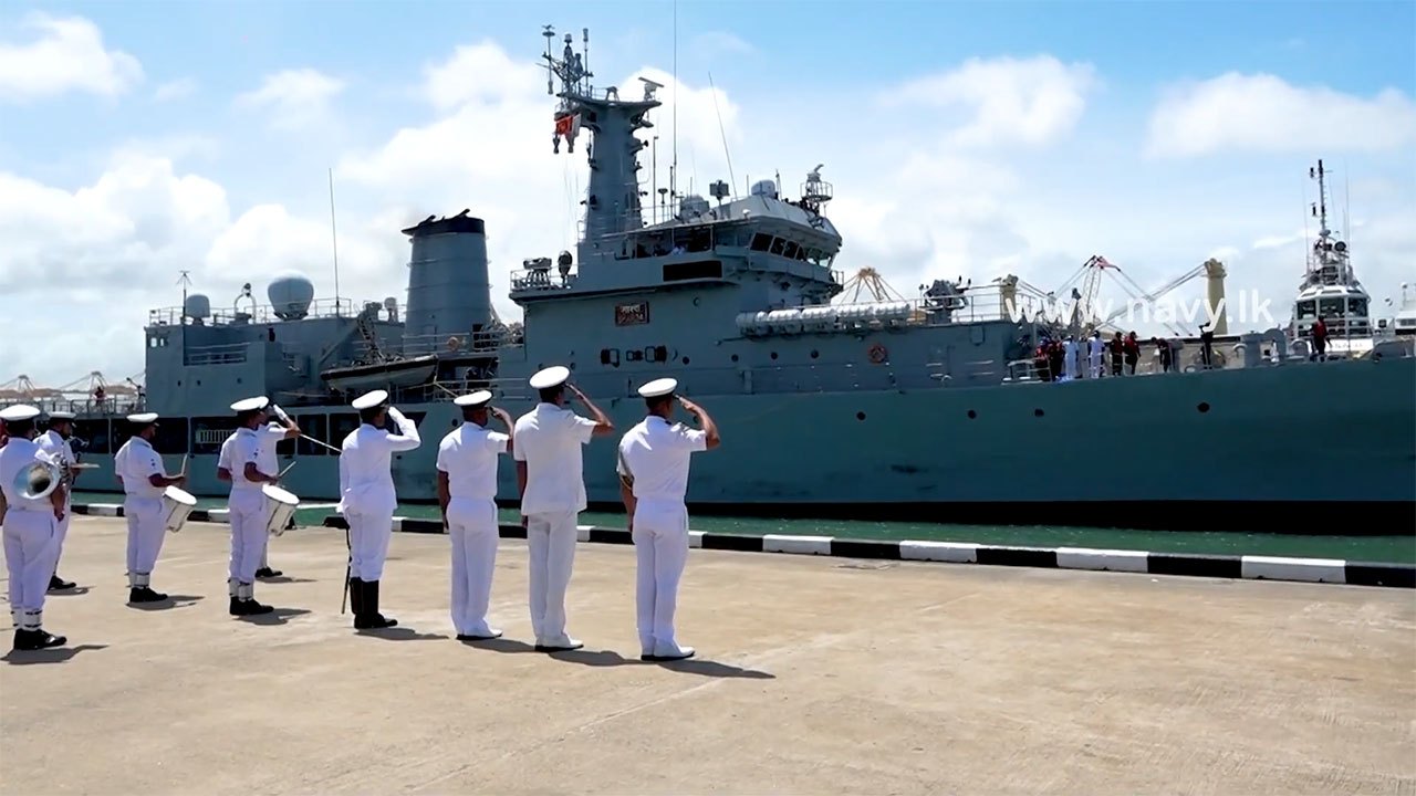 Indian naval ship INS Sharda arrives in Colombo for operational turnaround