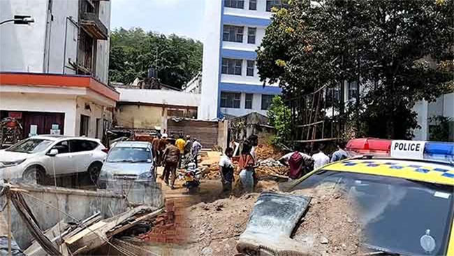 Two workers injured as part of six-storey building collapses in Kandy