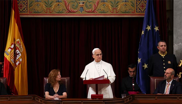Pope Leo tells Spain's parliament world faces 'profound' crisis, calls European rearmament 'troubling'