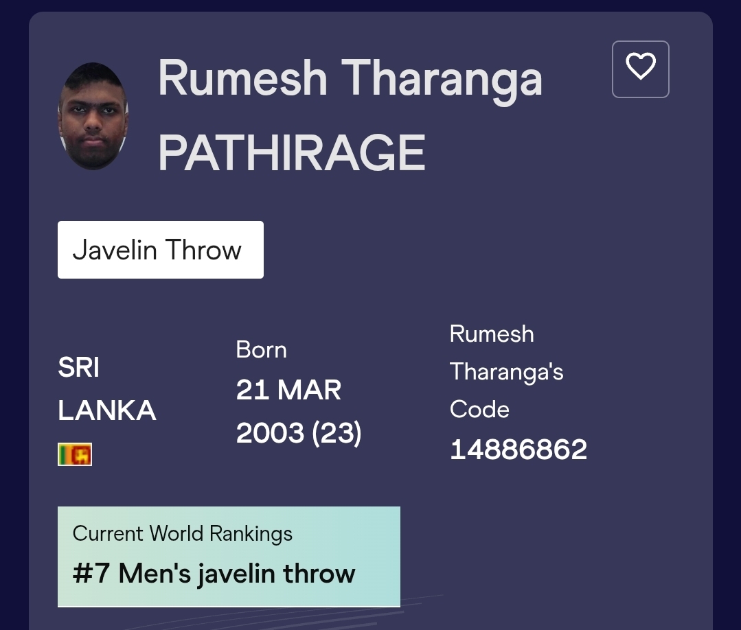 Rumesh Tharanga climbs to world No. 7 in javelin after Nairobi gold