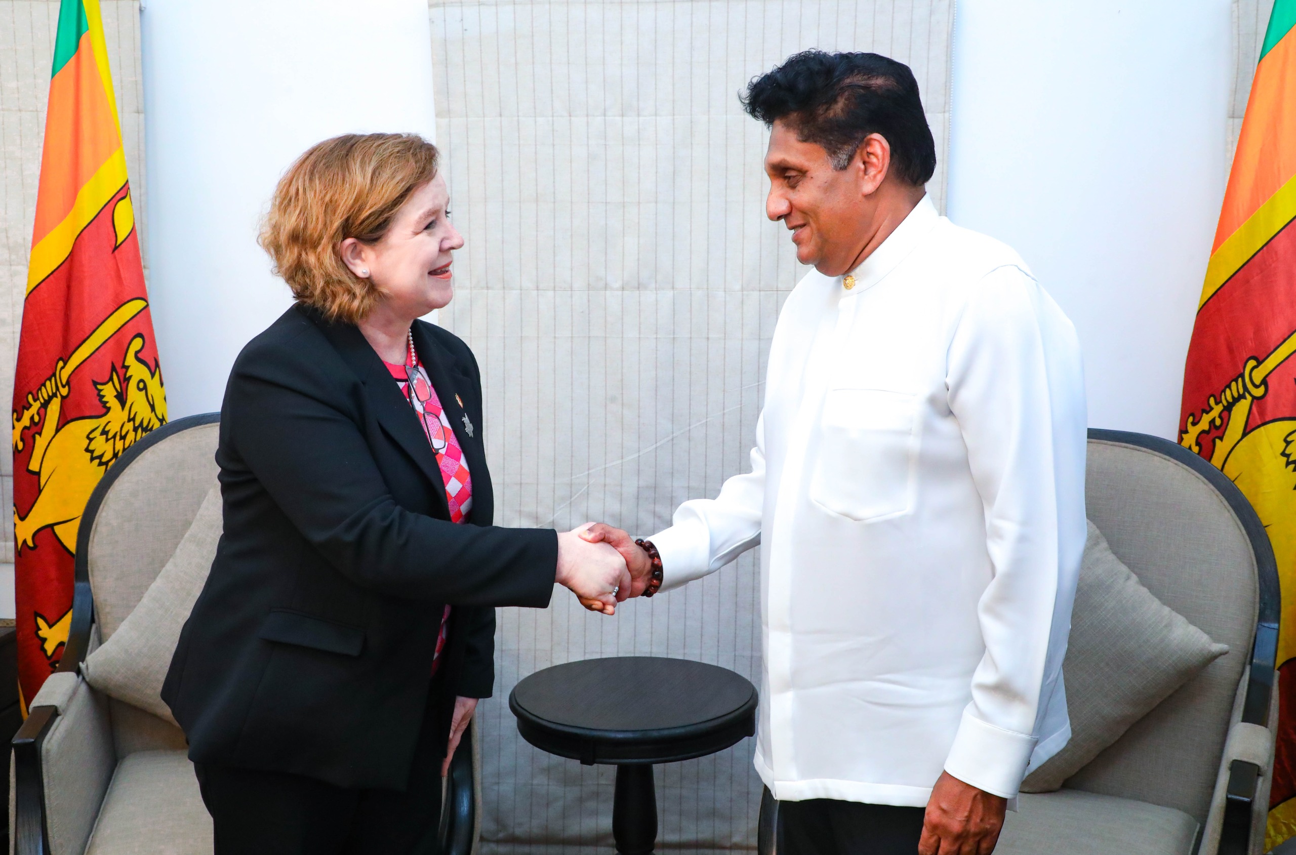 Sajith urges IMF to ease conditions in talks with Canadian envoy Isabelle Martin
