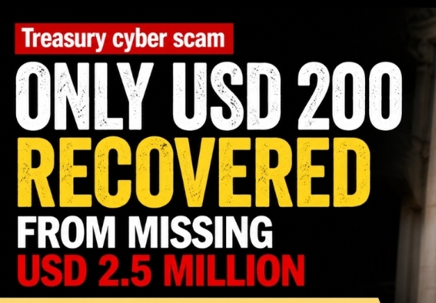 Only USD 200 recovered from USD 2.5 million Treasury heist — Delaware account empty