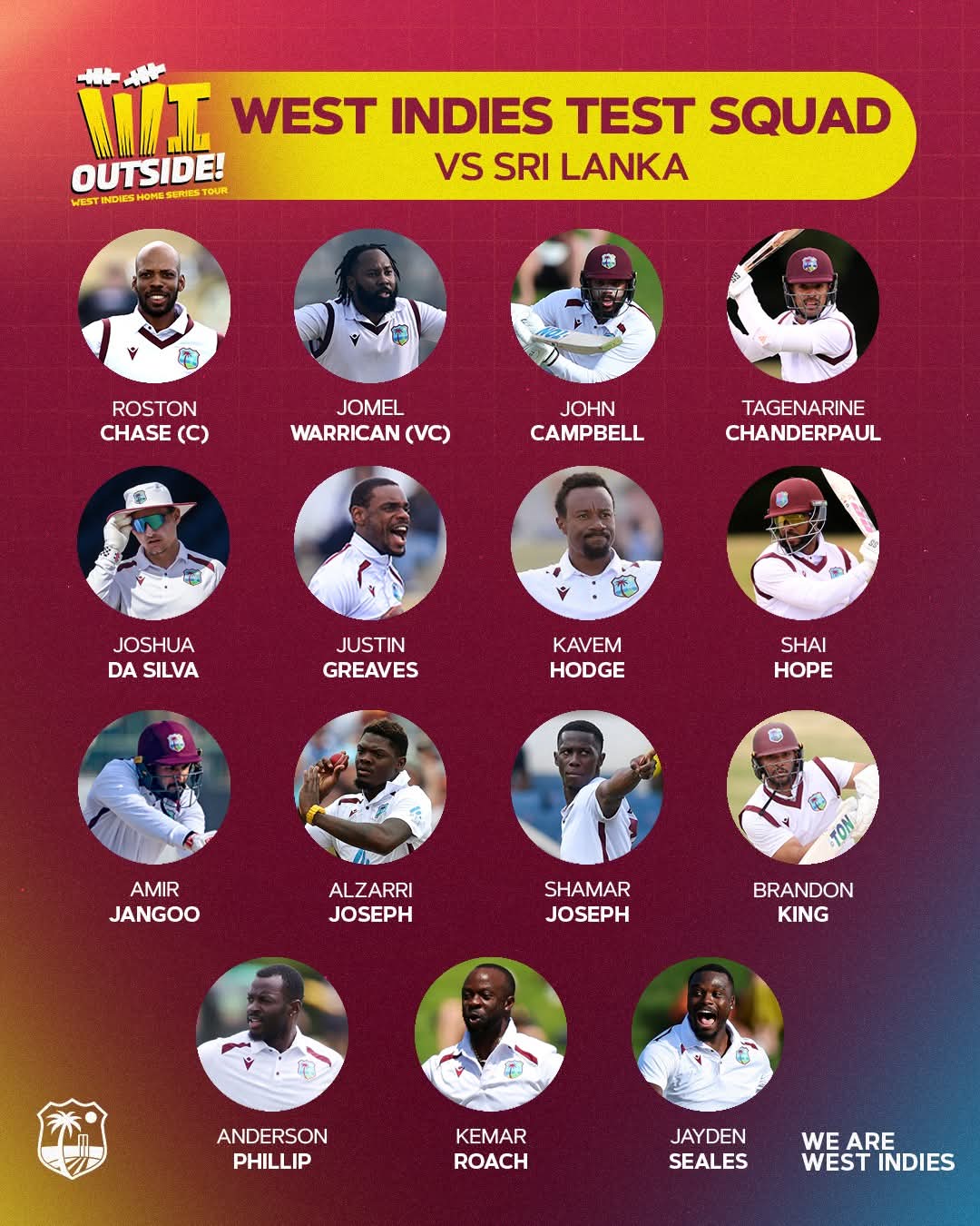 West Indies name Test squad for Sri Lanka series, Chase to captain