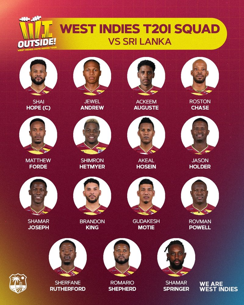 West Indies name 15-man T20I squad for Sri Lanka series at Sabina Park